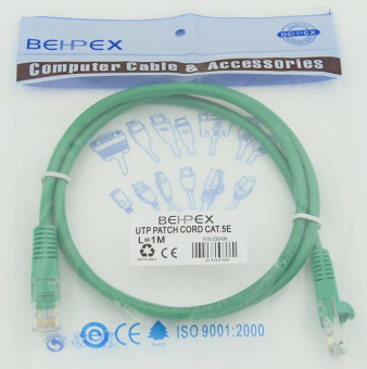 Патч-корд cat5E molded 1м зеленый RJ-45 (m)-RJ-45 (m) от магазина РЭССИ