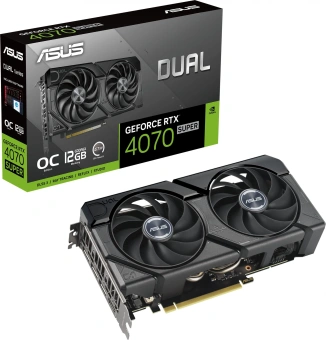 Видеокарта Asus PCI-E 4.0 DUAL-RTX4070S-O12G-EVO NVIDIA GeForce RTX 4070 Super 12Gb 192bit GDDR6X 2520/21000 HDMIx1 DPx3 HDCP Ret от магазина РЭССИ