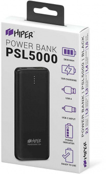 Мобильный аккумулятор Hiper PSL5000 5000mAh 2.1A 2xUSB черный (PSL5000 BLACK) от магазина РЭССИ