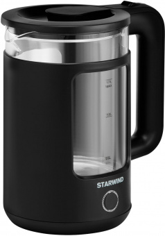 Чайник электрический Starwind SKG1053 1.7л. 1800Вт черный (корпус: стекло) от магазина РЭССИ