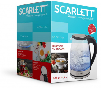 Чайник электрический Scarlett SC-EK27G35 1.8л. 1800Вт сталь/черный (корпус: стекло) от магазина РЭССИ