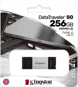 Флеш Диск Kingston 256Gb DataTraveler 80 DT80/256GB USB3.0 черный от магазина РЭССИ