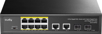 Коммутатор Cudy GS1010PS2 (L2) 10x1Гбит/с 2xКомбо(1000BASE-T/SFP) 2SFP 8PoE 120W неуправляемый от магазина РЭССИ