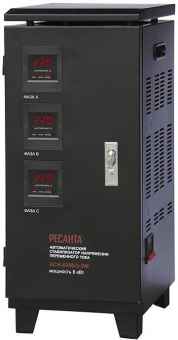 Стабилизатор напряжения Ресанта АСН-6000/3-ЭМ трехфазный черный (63/4/3) от магазина РЭССИ