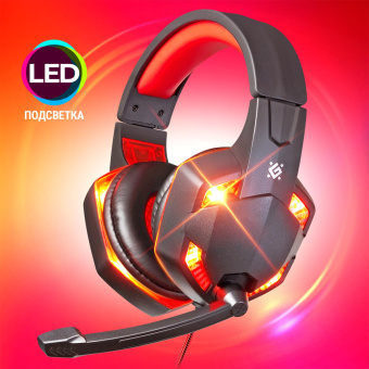 Наушники с микрофоном Defender Warhead G-370 черный/красный 2м накладные оголовье (64037) от магазина РЭССИ
