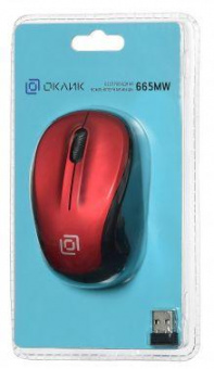 Мышь Оклик 665MW черный/красный оптическая (1000dpi) беспроводная USB для ноутбука (4but) от магазина РЭССИ
