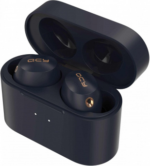 Гарнитура вкладыши QCY HT01 0.5м синий беспроводные bluetooth в ушной раковине от магазина РЭССИ