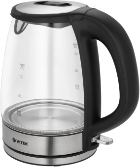 Чайник электрический Vitek VT-1180 1.7л. 2200Вт серебристый/черный корпус: стекло/пластик от магазина РЭССИ