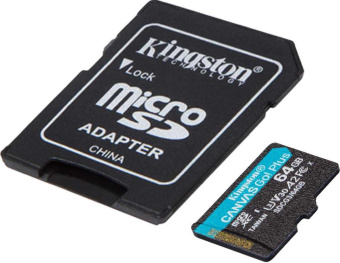 Флеш карта microSDXC 64Gb Class10 Kingston SDCG3/64GB Canvas Go! Plus + adapter от магазина РЭССИ