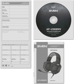 Наушники с микрофоном Sven AP-U988MV черный/красный 2.2м мониторные оголовье от магазина РЭССИ