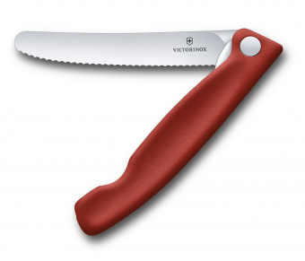 Нож кухонный Victorinox Swiss Classic (6.7831.FB) стальной столовый лезв.110мм серрейт. заточка красный блистер от магазина РЭССИ