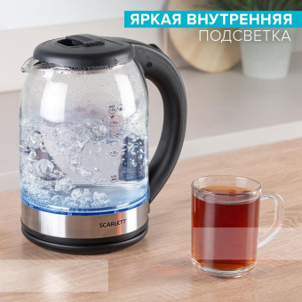 Чайник электрический Scarlett SC-EK27G10 1.7л. 1800Вт прозрачный/черный корпус: стекло/пластик от магазина РЭССИ