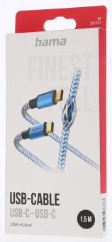 Кабель Hama H-201557 00201557 USB Type-C (m)-USB Type-C (m) 1.5м синий от магазина РЭССИ