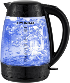 Чайник электрический Hyundai HYK-G4505 2л. 2200Вт черный (корпус: стекло) от магазина РЭССИ