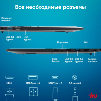 Ноутбук IRU Strato 15ALI Core i7 12650H 16Gb SSD512Gb Intel UHD Graphics 15.6" IPS FHD (1920x1080) FreeDOS black WiFi BT Cam 6000mAh (2084776) от магазина РЭССИ