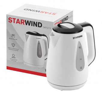 Чайник электрический Starwind SKP3213 1.7л. 2200Вт белый/черный (корпус: пластик) от магазина РЭССИ