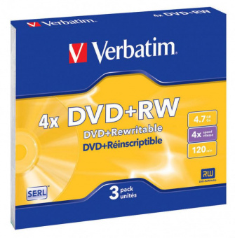 Диск DVD+RW Verbatim 4.7Gb 4x Slim case (3шт) (43636) от магазина РЭССИ