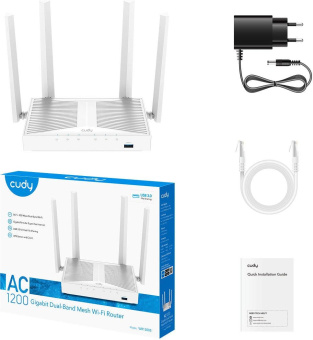 Роутер беспроводной Cudy WR1300S AC1200 10/100/1000BASE-TX белый от магазина РЭССИ
