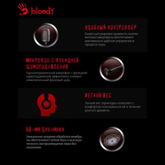 Наушники с микрофоном A4Tech Bloody G330p черный 2м мониторные оголовье (G330P) от магазина РЭССИ