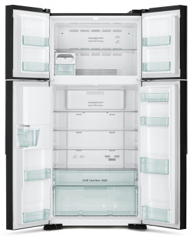 Холодильник Hitachi R-W660PUC7 GBK 2-хкамерн. черное стекло (двухкамерный) от магазина РЭССИ