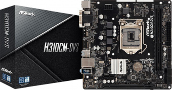 Материнская плата Asrock H310CM-DVS Soc-1151v2 Intel H310C 2xDDR4 mATX AC`97 8ch(7.1) GbLAN+VGA+DVI от магазина РЭССИ