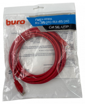 Патч-корд Buro UTP 4 пары cat5E CCA molded 5м красный RJ-45 (m)-RJ-45 (m) от магазина РЭССИ