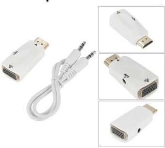 Переходник аудио-видео Premier 5-983AC HDMI (m)/VGA (f)/Jack 3.5 (f) белый от магазина РЭССИ