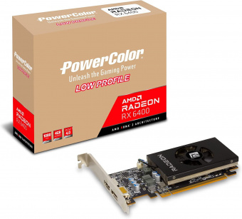 Видеокарта PowerColor PCI-E 4.0 AXRX 6400 LP 4GBD6-DH AMD Radeon RX 6400 4096Mb 64 GDDR6 2039/16000 HDMIx1 DPx1 HDCP Ret low profile от магазина РЭССИ
