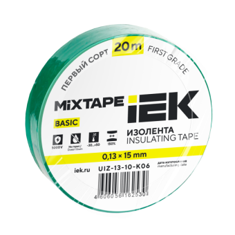 MIXTAPE BASIC Изолента 0,13х15мм зеленая 20м IEK от магазина РЭССИ