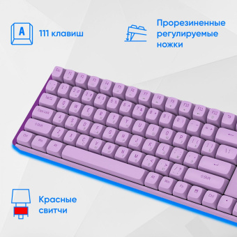 Клавиатура + мышь Оклик S315W клав:сиреневый мышь:сиреневый USB беспроводная Multimedia (1978643) от магазина РЭССИ