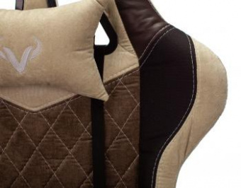 Кресло игровое Zombie VIKING 7 KNIGHT Fabric коричневый/бежевый текстиль/эко.кожа с подголов. крестов. металл от магазина РЭССИ