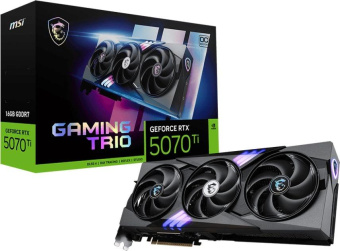 Видеокарта MSI PCI-E RTX 5070 Ti 16G GAMING TRIO OC PLUS NVIDIA GeForce RTX 5070TI 16Gb 256bit GDDR7 2452/28000 HDMIx1 DPx3 HDCP Ret от магазина РЭССИ