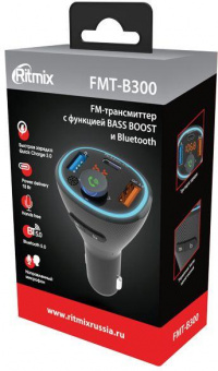 Автомобильный FM-модулятор Ritmix FMT-B300 черный BT USB (80000849) от магазина РЭССИ