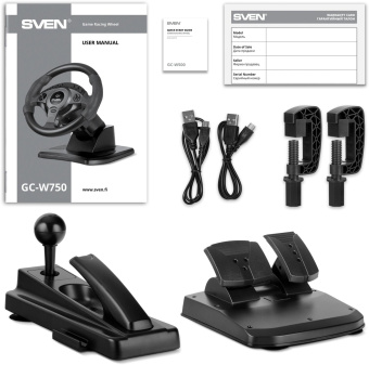 Руль Sven GC-W750 16кноп. (с педалями) черный от магазина РЭССИ
