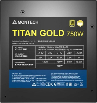 Блок питания Montech ATX 750W TITAN GOLD Gen.5 80+ gold (20+4pin) APFC 135mm fan 12xSATA Cab Manag RTL от магазина РЭССИ