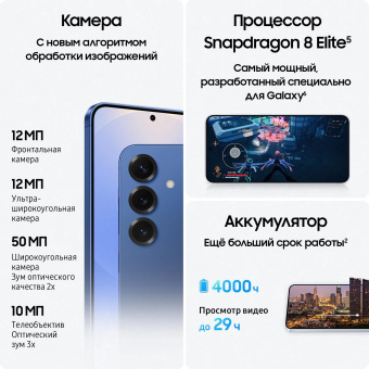 Смартфон Samsung SM-S931B Galaxy S25 512Gb 12Gb синий моноблок 3G 4G 2Sim 6.2" 1080x2340 Android 15 50Mpix 802.11 a/b/g/n/ac/ax/be NFC GPS GSM900/1800 GSM1900 TouchSc Protect от магазина РЭССИ