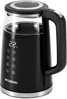 Чайник электрический Hyundai HYK-G6404 1.7л. 2200Вт черный/серебристый корпус: стекло/пластик от магазина РЭССИ