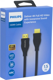 Кабель аудио-видео Philips 4K 30 Гц Full HD HDMI (m)/HDMI (m) 1.5м. позолоч.конт. черный (SWV2110/56) от магазина РЭССИ