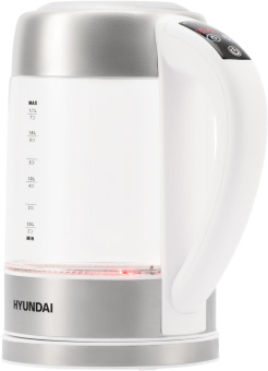 Чайник электрический Hyundai HYK-S5807 1.7л. 2200Вт белый/серебристый корпус: стекло/металл от магазина РЭССИ