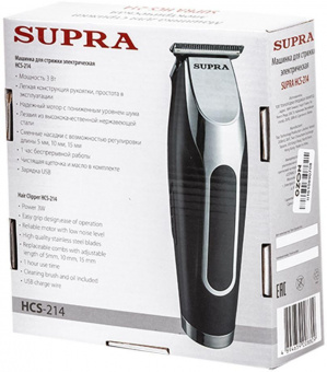 Машинка для стрижки Supra HCS-214 черный 3Вт (насадок в компл:3шт) от магазина РЭССИ