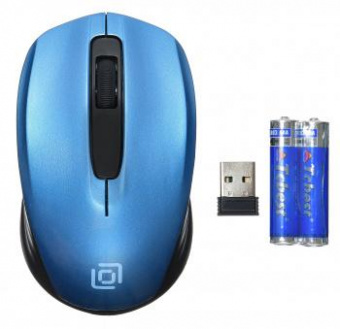 Мышь Оклик 475MW черный/синий оптическая (1000dpi) беспроводная USB для ноутбука (3but) от магазина РЭССИ