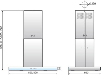 Вытяжка каминная Elikor Агат Island 90Н-1000-Е4Д нержавеющая сталь/черный управление: сенсорное (1 мотор) от магазина РЭССИ