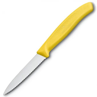 Нож кухонный Victorinox Swiss Classic (6.7636.L118) стальной для овощей лезв.80мм серрейт. заточка желтый от магазина РЭССИ