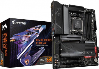 Материнская плата Gigabyte B650 AORUS ELITE AX SocketAM5 AMD B650 4xDDR5 ATX AC`97 8ch(7.1) 2.5Gg RAID+HDMI+DP от магазина РЭССИ
