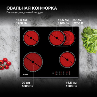 Варочная поверхность Hyundai HHE 6680 BG черный от магазина РЭССИ