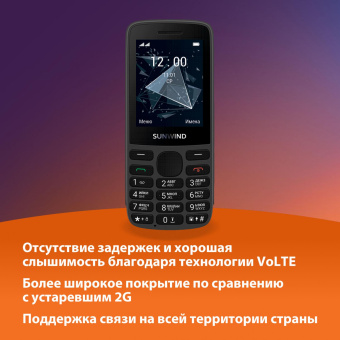 Мобильный телефон SunWind A2401 CITI 128Mb черный моноблок 3G 4G 2Sim 2.4" 240x320 GSM900/1800 GSM1900 microSD max32Gb от магазина РЭССИ