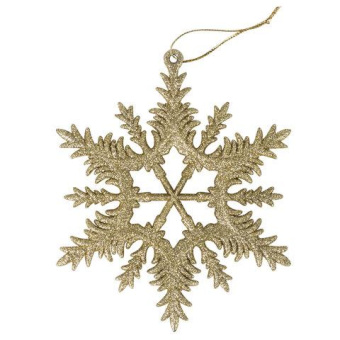 Елочное подвесное украшение Золотая сказка Снежинка золотистая 4 шт. 13 см глиттер 591132 от магазина РЭССИ