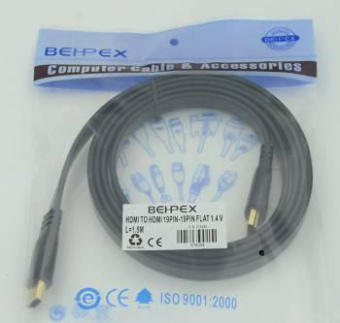 Кабель аудио-видео Flat v1.4 HDMI (m)/HDMI (m) 1.5м. от магазина РЭССИ