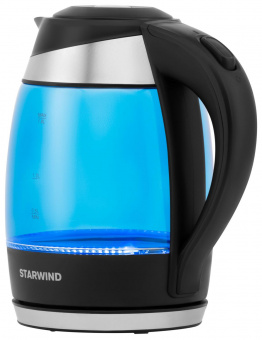 Чайник электрический Starwind SKG2216 1.8л. 2200Вт синий/черный (корпус: стекло) от магазина РЭССИ