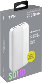 Мобильный аккумулятор TFN Solid PB-282 20000mAh 2.1A белый (TFN-PB-282-WH) от магазина РЭССИ